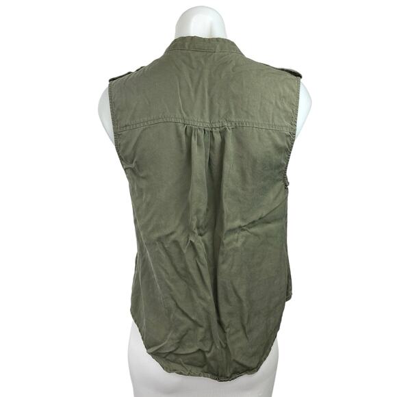 Mossimo Olive Green Asymmetric Zip Sleeveless Collar Moto Vest Jacket Size S - Picture 2 of 4
